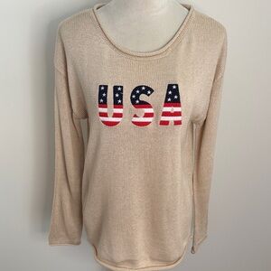 Beige USA Long Sleeve Sweater